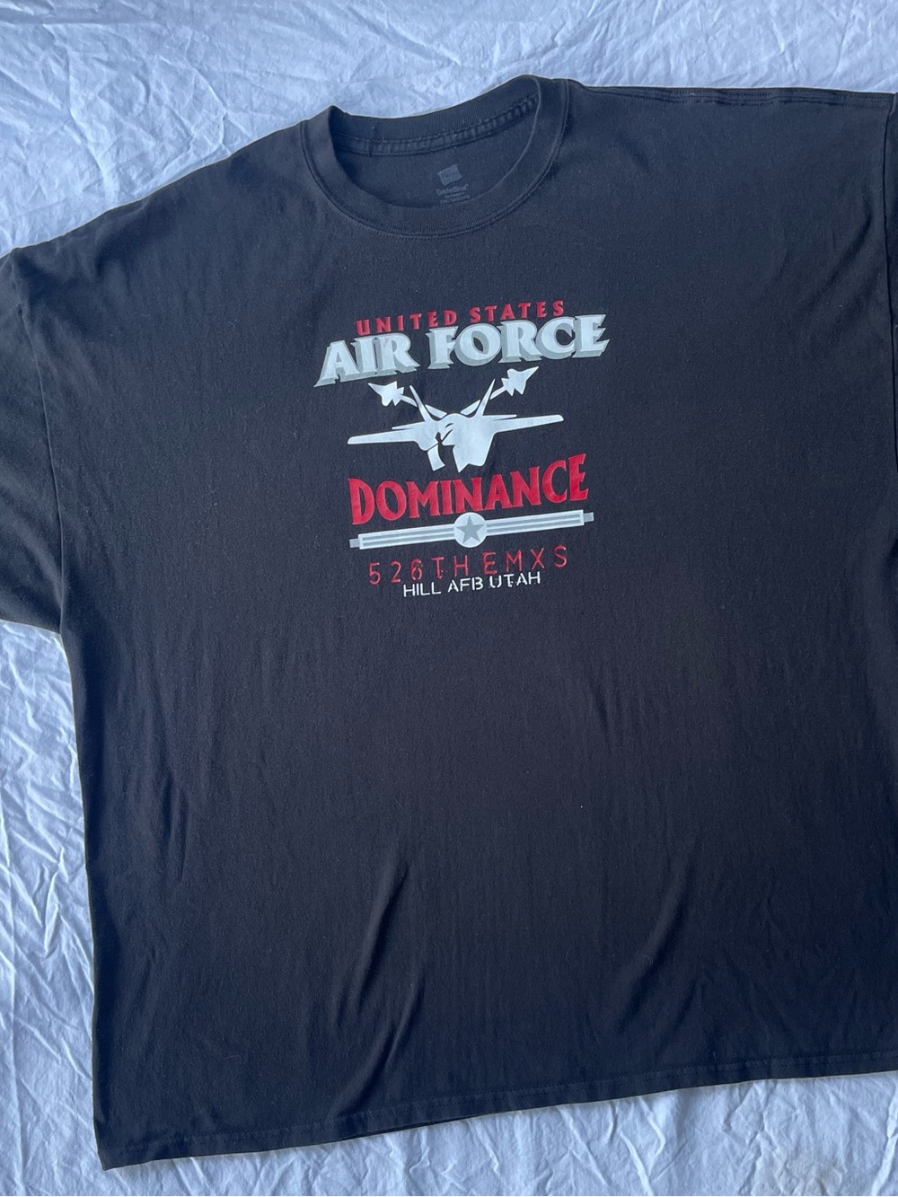 Hanes Black United States Air Force Graphic Tee with Red and White Print